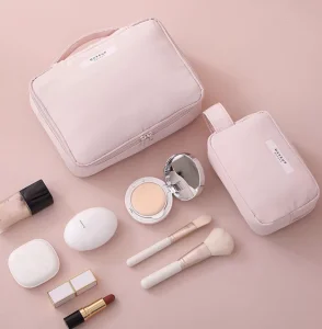 2025 New Design Large Capacity Portable Travel Women Cosmetic Bag 2 In 1 Design Waterproof Makeup Bag With Removable Small Bag