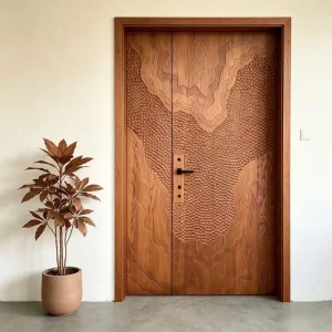 Preço de Fábrica Porta de Textura de Madeira em WPC PVC, Moderna Americana, Francesa, Nórdica, para Hotel, Apartamento, Residência, Vila, Acústica, Resistente ao Fogo e à Umidade