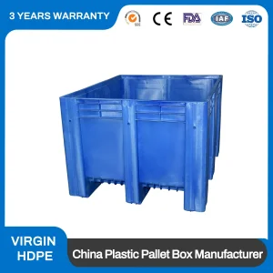 Food Grade Plastic Storage Pallet Bin for Meat Processing and Seafood Industry with Smooth Surfaces and Antimicrobial Technology 1200X1000X580mm