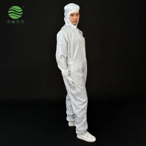 Ropa resistente al calor y antiestática para trabajadores de salas limpias de la industria biofarmacéutica con soporte para mascarilla