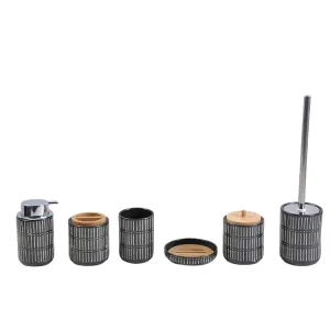 jiashun Black & White Vertical - Stripe Stoneware Bathroom 6 - Piece Set Company, Companies