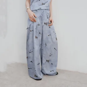 Factory Customization Summer High Waist Wide-Leg Casual Trousers for Women