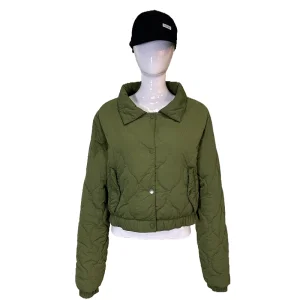 Jaqueta bomber feminina estilosa, acolchoada, de alta qualidade, com mangas longas, vestuário casual, jaqueta respirável