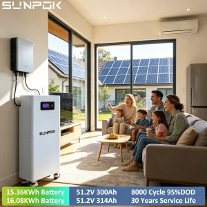 SUNPOK 51.2V 280Ah 300Ah 314Ah Lithium Ion Battery Pack 16Kwh 15Kwh Home Energy Storage System 48V LiFePO4 Battery