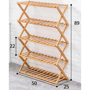 New Arrival Bamboo Foldable Multilayer Free-Installation Portable Shoe Rack Shelf Storage Organizer for Entryway Closet Hallway
