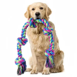 Eco-Friendly Cotton Dog Rope Toys 5 Knots Tug War