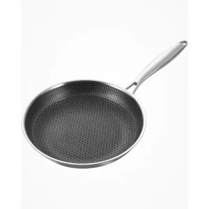 Premium Stainless Steel Honeycomb Frying Pan Non Stick Skillet with Stay Cool Handle Induction Scratch Professional Cookware