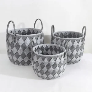 Famous round modern custom decorative felt woven Storage Basket Organizer Bin with Handles Exporter, Companies
