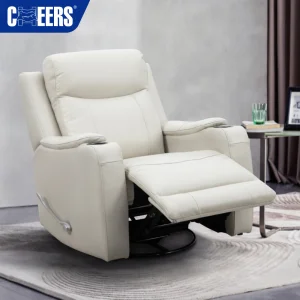 MANWAH CHEERS Modern Genuine Leather Swivel Glider Recliner