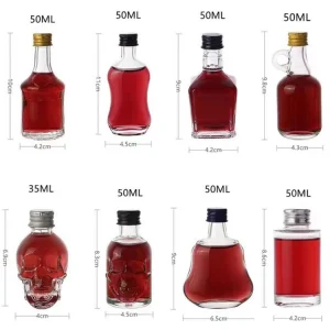 Manufacturers Wholesale 50ml Mini Small Liquor Whiskey Spirit Vodka Glass Bottles