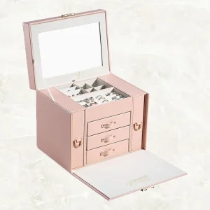 China Multi-layer PU Leather Jewelry Box with Mirror and Lock Factory, Factories