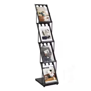 Retail Store Metal Magazine Rack Newspaper Brochure Display Shelf for Shopping Mall Chain Store