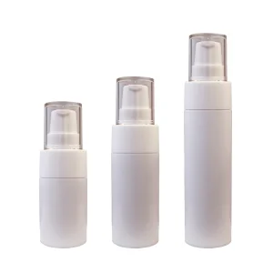 White Cosmetic Vacuum Airless Pump Bottle 15ml 30ml 50ml Plastic for Lotion Skin Care Packaging Screen Printing Surface Handling