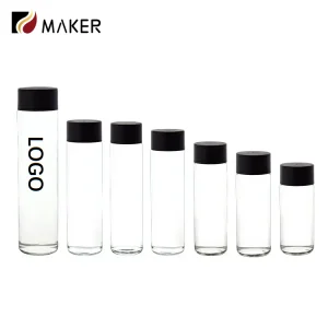 Empty Transparent 500ml Disposable clear High Flint Juice Drink Beverage Voss Glass Bottle with Plastic Lid for Mineral Water
