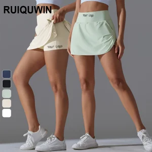 RUIQUWIN OEM 2024 Women Quick Dry Tennis Skirt With Pockets Fitness Cool Feeling Drawstring Women Sport Tennis Skirt
