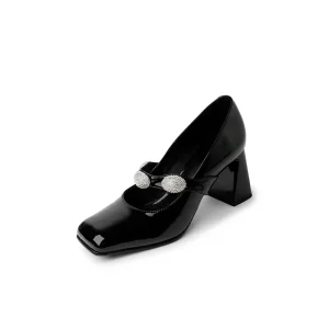 China Shiny Black Mary Jane Pumps