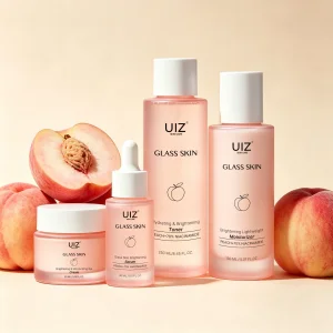 Private Label Peach+70% Niacinamide Skin Care Set Organic Brightening Anti-Aging 4-Piece Korean Facial Skincare Kit Gift