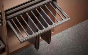 Soft-Close Pull-out Trousers Hanger - Silent Ball Bearing Slide Rail System