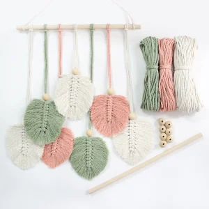 Handmade Macrame Kit Wooden Beads Sticks DIY