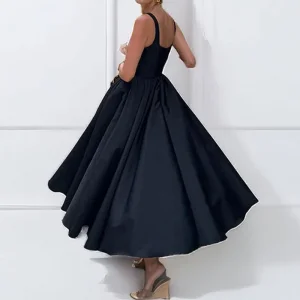 Women's Elegant Square Neck Cami Dress with Ruched Waist Flared Skirt Wholesale Casual Dresses for Daily Wear Fast Shipping