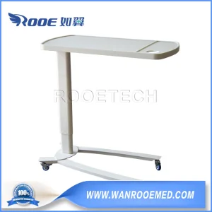 Bdt002c Medical Furniture 930-1230mm Height Adjustable Steel Column Patient Overbed Table