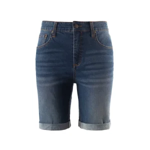 Women's Hot Summer Jean Shorts High Waisted Stretch Denim with Folded Hem