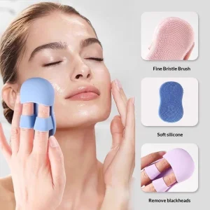 Mini Silicone Finger Face Brush, Soft Silicone Exfoliating Cleanser For Nose, Blackhead & Makeup Removal