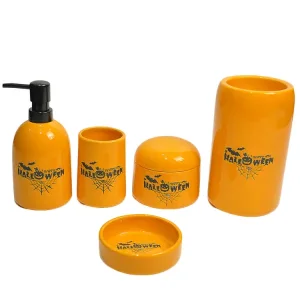 OEM Halloween - Themed Orange Ceramic 5 pcs Bathroom Accessories Set