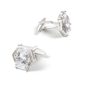 Wholesale Delicate Silver Plated Jewelry White Crystal Cubic Zirconia Cufflinks Factory Wholesale CS0041-S Supplier, Suppliers