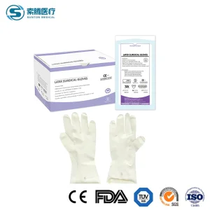 Luvas Cirúrgicas Estéreis Sem Pó Sunton Grande Certificação de Qualidade CE da China Fábrica de Luvas Cirúrgicas Baratas Amostra Disponível Luvas de Látex