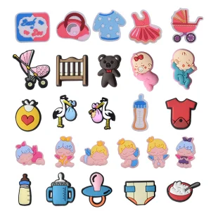 Cartoon Cute Baby PVC Soft Rubber Shoes with Decorative Buckle, Hole Shoes, Flower Shoe Buckles, DIY Shoe Accessories Available for Wholesale.