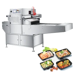 HVT-450A Hualian Automatic Food Seafood Plastic Box Plate Map Vacuum Gas Flushing Tray Sealer Sealing Machine