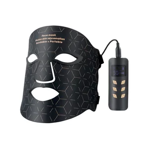 Professional Led Light Therapy Mask Black Led Red Light Therapy 4 Colors Silicon Red Light Therapy Face Mask