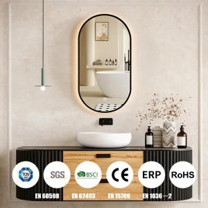 Joystar Minimalism Bathroom LED Mirror 35*70 Cm 12w Backlight Oval Eco-Friendly LED Bathroom Mirror With CE RoHS ERP