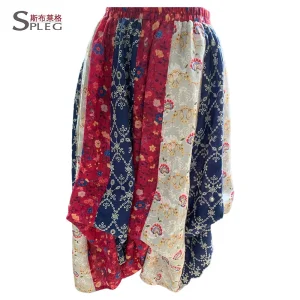 Roupas Femininas Vestidos Saia Casual de Linho Saia de Algodão