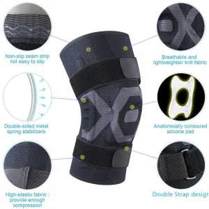 Stabilizing Knee Brace Sleeve for Support Compression Gel Pad Pain Basketball