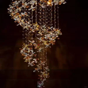 Crystal Chandelier Luxury Living Room Light Villa Spiral Staircase Lobby Decorative Lamp Lustre Flower Customized Lamp