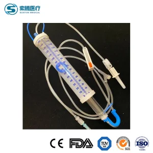 Conjunto de infusión Sunton Burette China Proveedor de conjunto IV desechable conjunto de infusión de precisión Soluset conjunto de infusión IV pediátrico con filtro de bureta