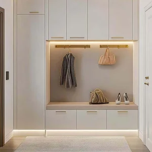 Senger Customizable Wooden Entryway Cabinet Mirror Coat Rack