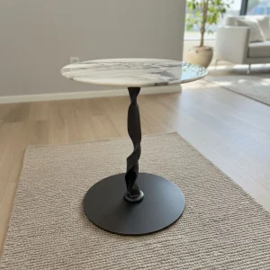 White Marble Side Table for Modern Office
