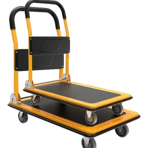 Silent Trolley Pull Cargo Warehouse Handling Plastic Folding Trolley Four-wheel Flatbed Logistics Trailer