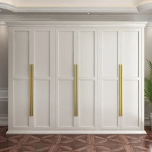 American Style Solid Wood Wardrobe Bedroom Household Simple Modern Swing Door Storage Cabinet Light Luxury White Customization