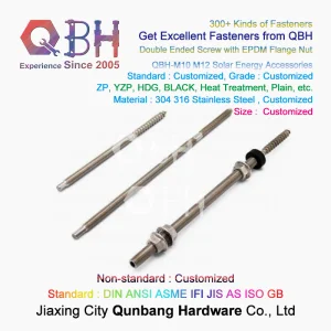 Qbh Customized SS304 SS316 Dual Threaded Stud Bolt Flange Nut Solar Power Energy Photovoltaic PV Panel Mounting Stand Rack Bracket System Fasteners