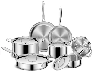 Heavy Duty Kitchen Cookware Set Stainless Steel 11 Pcs Food Grade Rust Proof Durable Export Supplier Wholesale OEM