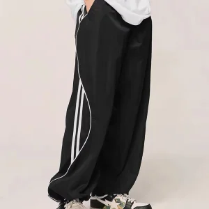 Lightweight 300GSM 40%Nylon Wholesale Windbreak Track Sports Pants Straight Wide Leg Streetwear Casual Pants Trousers Men