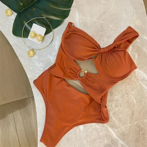 Baishiwei 2025 Sexy Twist One Shoulder One Pieces Swimwear For Women Summer Hollow Out With U-Ring Beachwear Holiday Wear Swim