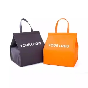 Bolsa Térmica de Aluminio Desechable Dorada para Comida para Llevar, Empaque de Entrega, Tote Insulada de Tela No Tejida