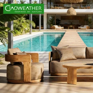 Luxury Villa Outdoor Sofa Set Modern Hotel Teak Outdoor Sofas