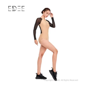 OEM Factory Long Sleeve Dancewear Bodycon Zippered Jumpsuit Dance Leotard for Women