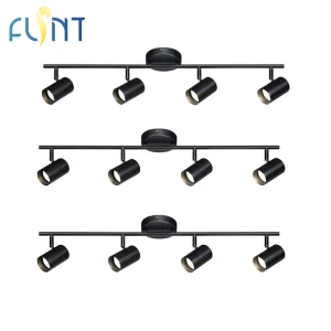 Modern 4-Light COB LED Track Lighting Ceiling Fixture Black Adjustable Track 360 Rotatable Heads Spotlight High CRI 90 Dimmable